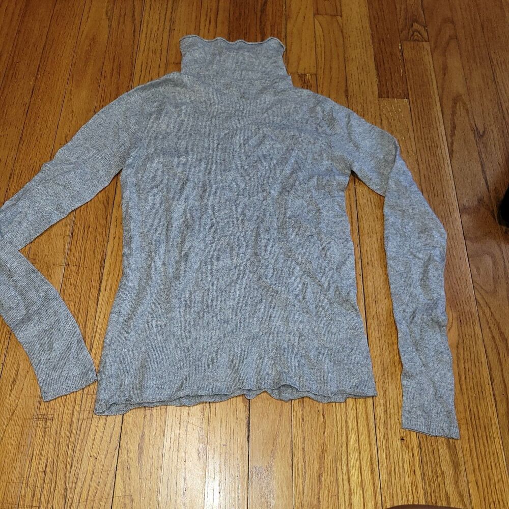 ANNECLAIRE Cashmere Silk Merino Wool Sweater Womens M/L Gray Made Italy Crewneck